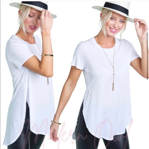 Round neck SS split side top - Picture 1 of 6